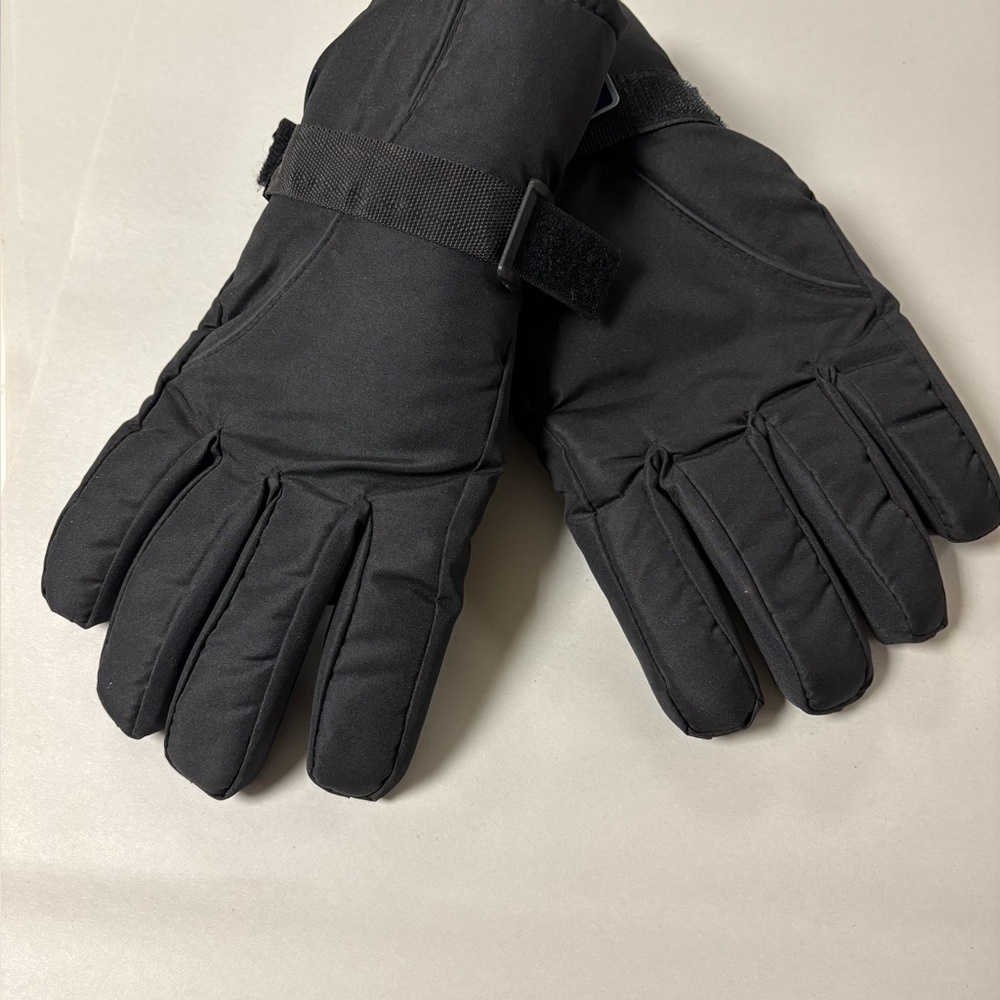 Rugged Wear Mens Ski Gloves Black Polyester Waterproof XL NWT